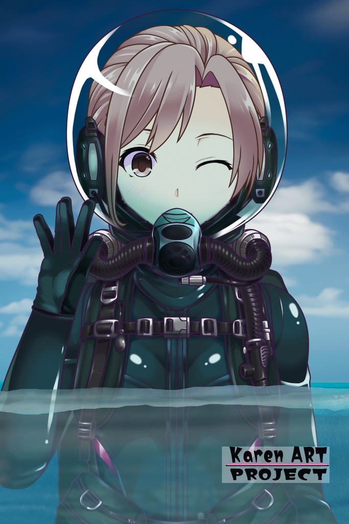 カレンちゃんとスキューバーダイビング(リブリーザー装備編 Part3)横流しヘア Karen enjoying scuba diving - RebreatherEquipment Part3 Side-Swept Hairstyles