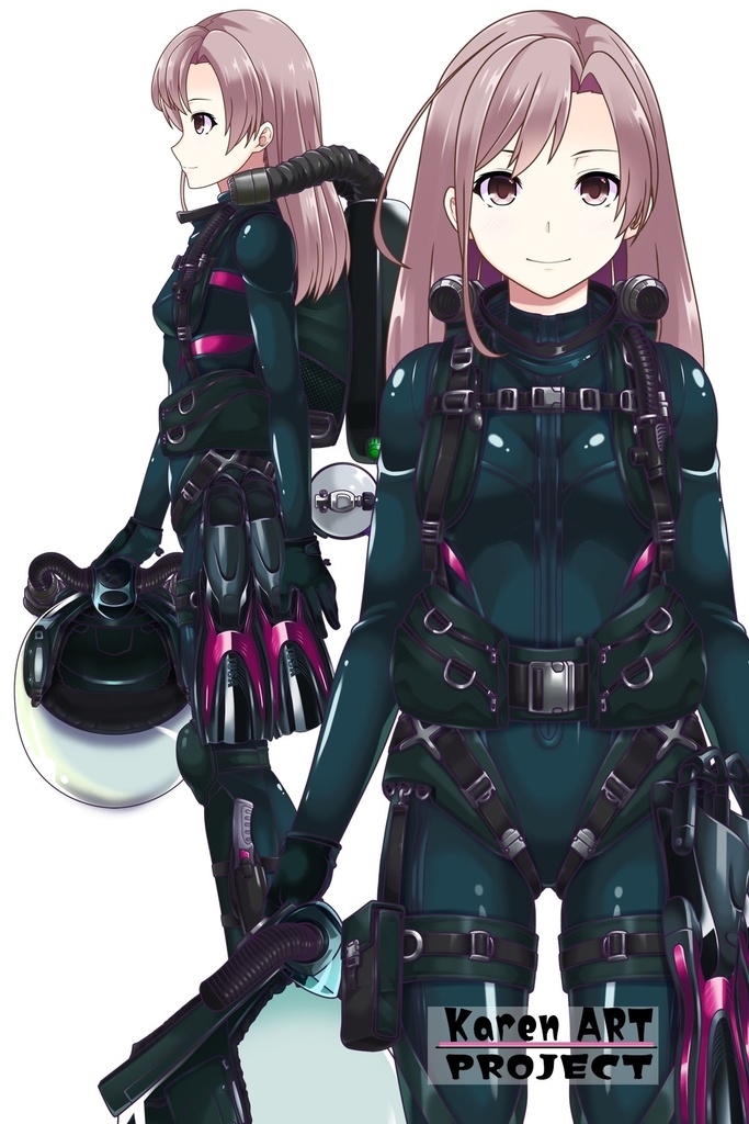 カレンちゃんとスキューバーダイビング(リブリーザー装備編 Part3)横流しヘア Karen enjoying scuba diving - RebreatherEquipment Part3 Side-Swept Hairstyles