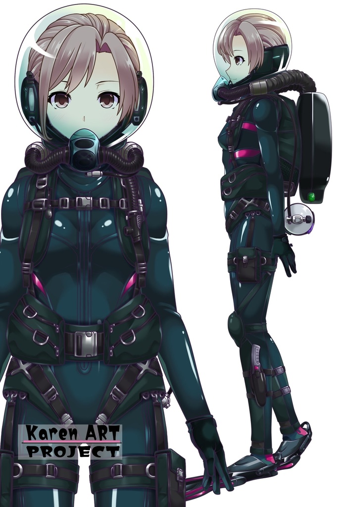 カレンちゃんとスキューバーダイビング(リブリーザー装備編 Part3)横流しヘア Karen enjoying scuba diving - RebreatherEquipment Part3 Side-Swept Hairstyles