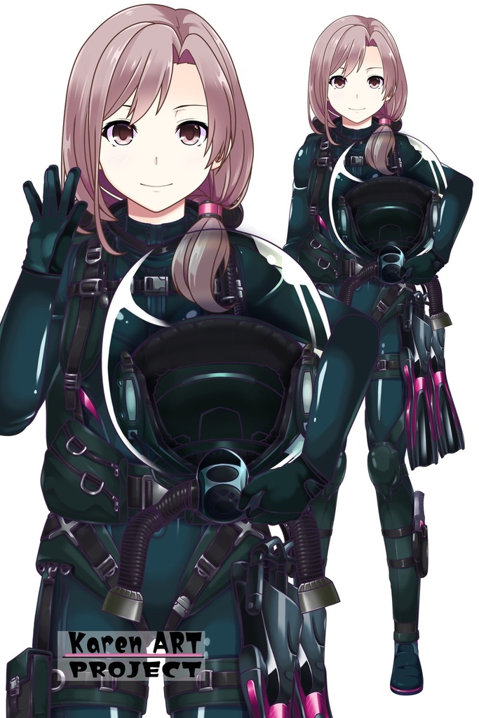 カレンちゃんとスキューバーダイビング(リブリーザー装備編 Part3)横流しヘア Karen enjoying scuba diving - RebreatherEquipment Part3 Side-Swept Hairstyles