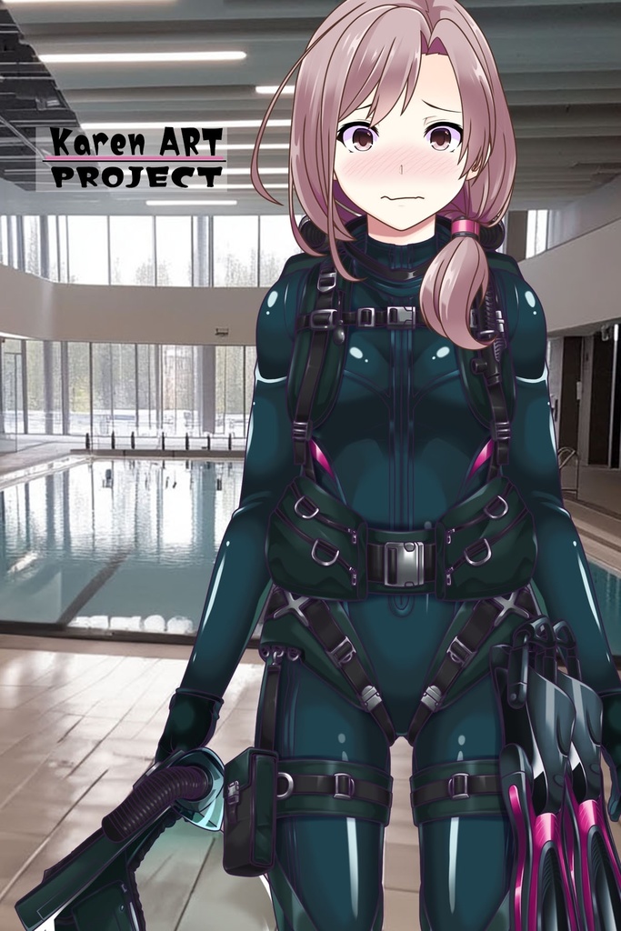 カレンちゃんとスキューバーダイビング(リブリーザー装備編 Part3)横流しヘア Karen enjoying scuba diving - RebreatherEquipment Part3 Side-Swept Hairstyles