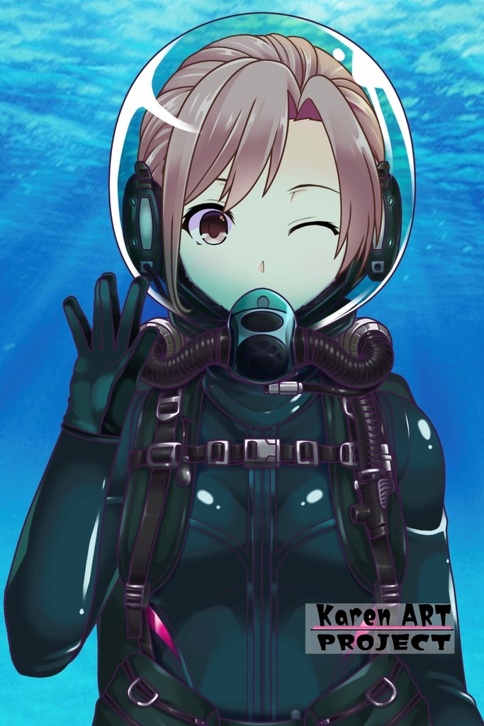 カレンちゃんとスキューバーダイビング(リブリーザー装備編 Part3)横流しヘア Karen enjoying scuba diving - RebreatherEquipment Part3 Side-Swept Hairstyles