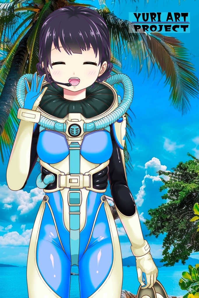 ゆりちゃんとスキューバーダイビング(近未来ヘルメット型リブリーザー装備編 Part1)シニヨンヘア Yuri enjoying scuba diving - Near-future helmet-type rebreather equipment Part1 Chignon Hairstyles