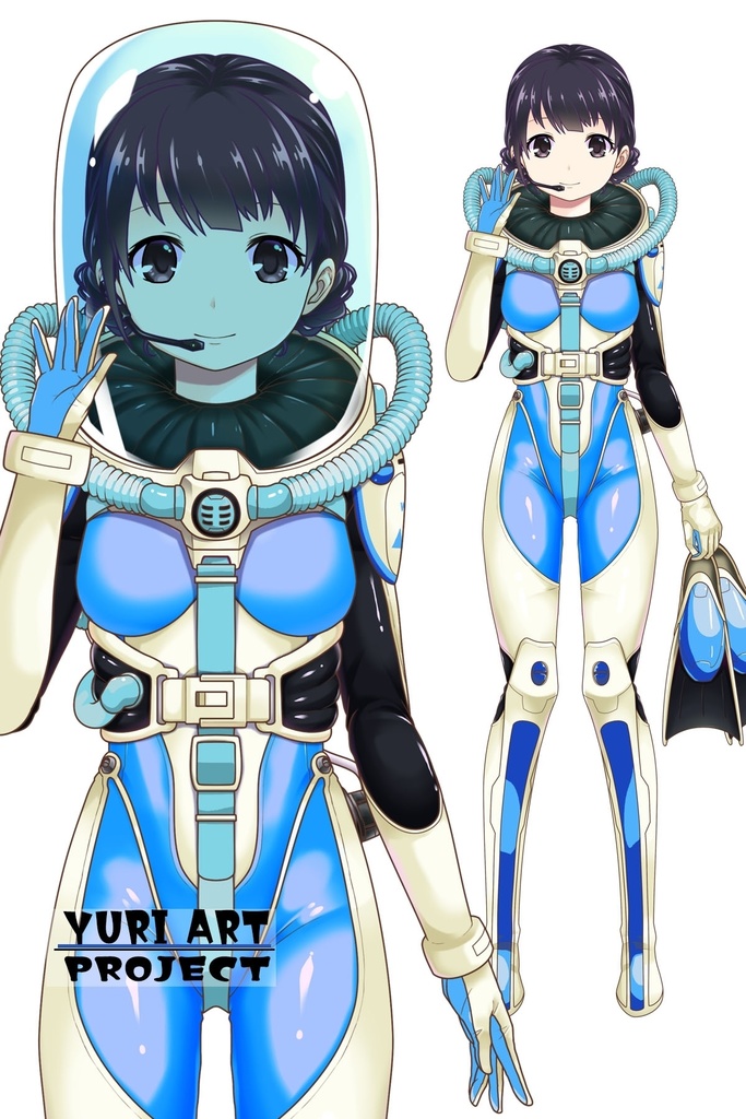 ゆりちゃんとスキューバーダイビング(近未来ヘルメット型リブリーザー装備編 Part1)シニヨンヘア Yuri enjoying scuba diving - Near-future helmet-type rebreather equipment Part1 Chignon Hairstyles