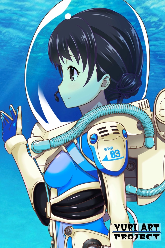 ゆりちゃんとスキューバーダイビング(近未来ヘルメット型リブリーザー装備編 Part1)シニヨンヘア Yuri enjoying scuba diving - Near-future helmet-type rebreather equipment Part1 Chignon Hairstyles