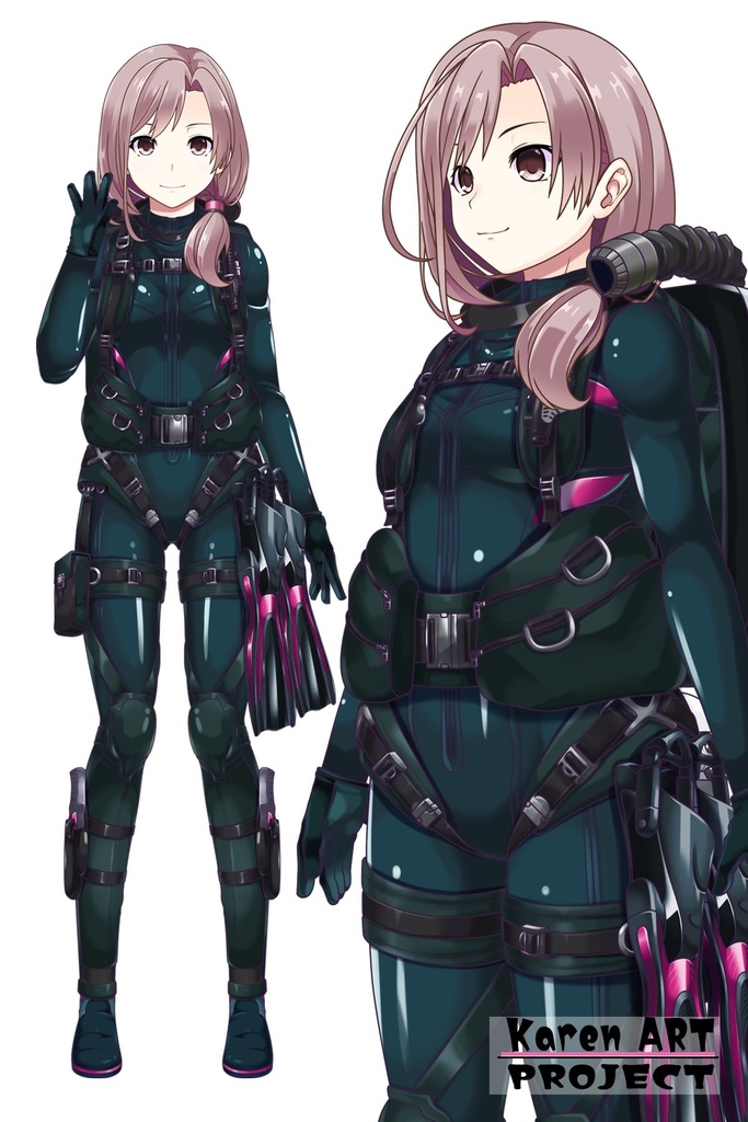 カレンちゃんとスキューバーダイビング(リブリーザー装備編 Part5)横流しヘア Karen enjoying scuba diving - RebreatherEquipment Part5 Side-Swept Hairstyles