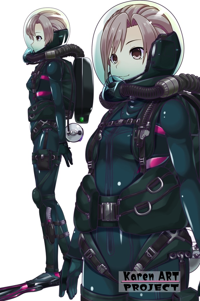 カレンちゃんとスキューバーダイビング(リブリーザー装備編 Part5)横流しヘア Karen enjoying scuba diving - RebreatherEquipment Part5 Side-Swept Hairstyles