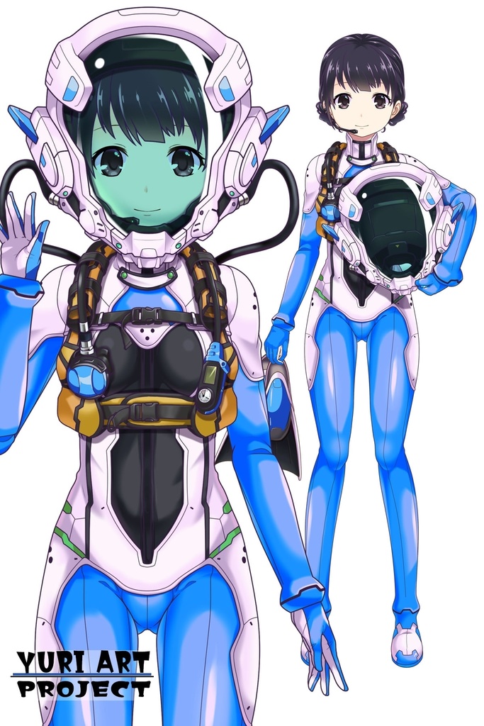 ゆりちゃんとスキューバーダイビング(近未来ヘルメット型装備編 Part1)シニヨンヘア Yuri enjoying scuba diving - Near-future helmet-type  equipment Part1 Chignon Hairstyles