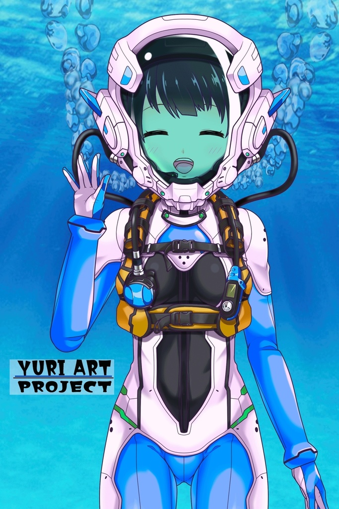 ゆりちゃんとスキューバーダイビング(近未来ヘルメット型装備編 Part1)シニヨンヘア Yuri enjoying scuba diving - Near-future helmet-type  equipment Part1 Chignon Hairstyles
