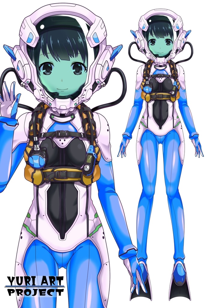 ゆりちゃんとスキューバーダイビング(近未来ヘルメット型装備編 Part1)シニヨンヘア Yuri enjoying scuba diving - Near-future helmet-type  equipment Part1 Chignon Hairstyles