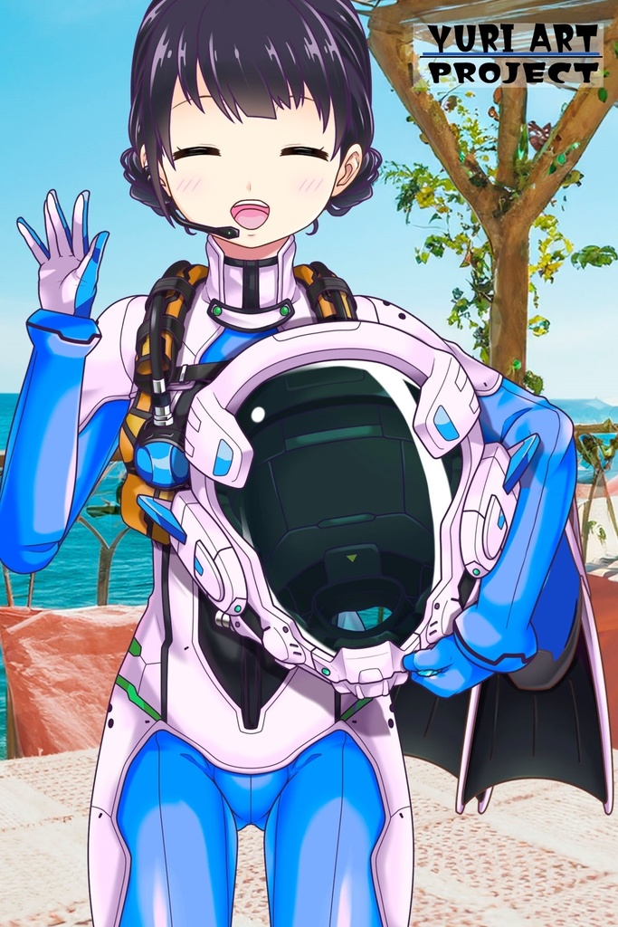 ゆりちゃんとスキューバーダイビング(近未来ヘルメット型装備編 Part1)シニヨンヘア Yuri enjoying scuba diving - Near-future helmet-type  equipment Part1 Chignon Hairstyles
