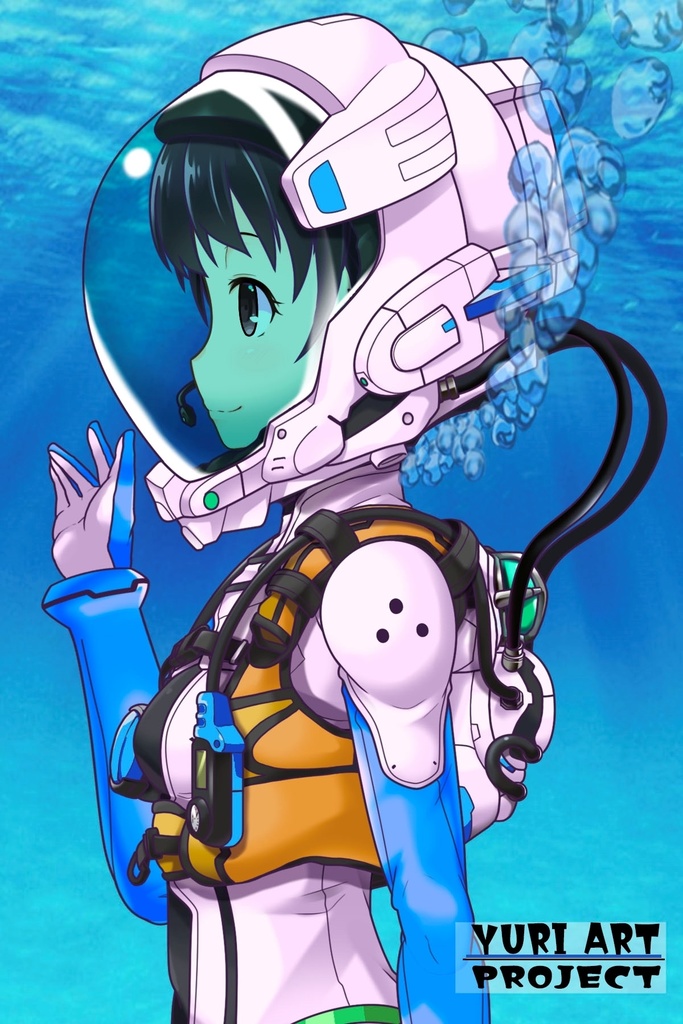 ゆりちゃんとスキューバーダイビング(近未来ヘルメット型装備編 Part1)シニヨンヘア Yuri enjoying scuba diving - Near-future helmet-type  equipment Part1 Chignon Hairstyles