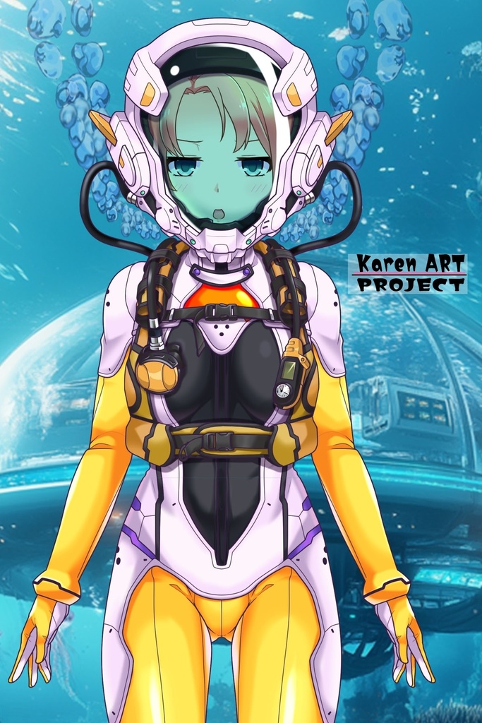 亜美ちゃんとスキューバーダイビング(近未来型装備編)正面アングル Ami enjoying scuba diving(Near-future equipment version Edition)Front Angle