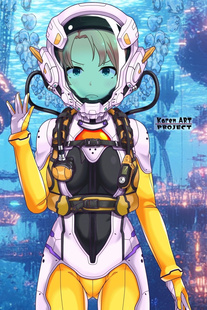 亜美ちゃんとスキューバーダイビング(近未来型装備編)正面アングル Ami enjoying scuba diving(Near-future equipment version Edition)Front Angle