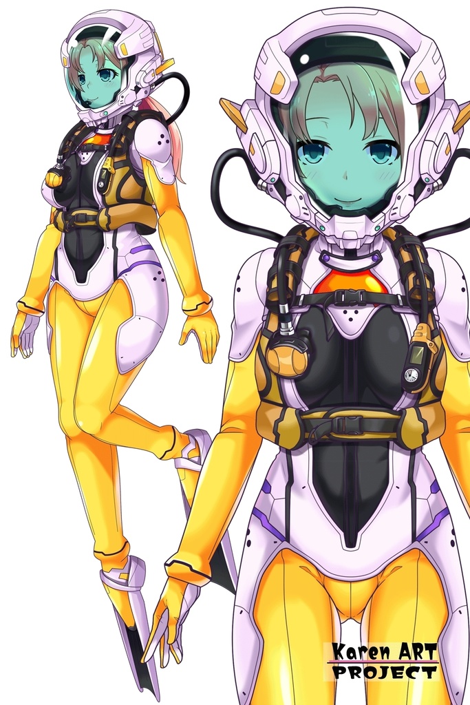 亜美ちゃんとスキューバーダイビング(近未来型装備編)正面アングル Ami enjoying scuba diving(Near-future equipment version Edition)Front Angle