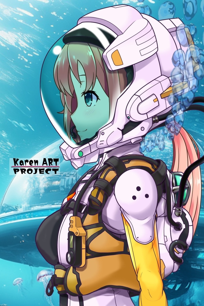 亜美ちゃんとスキューバーダイビング(近未来型装備編)正面アングル Ami enjoying scuba diving(Near-future equipment version Edition)Front Angle