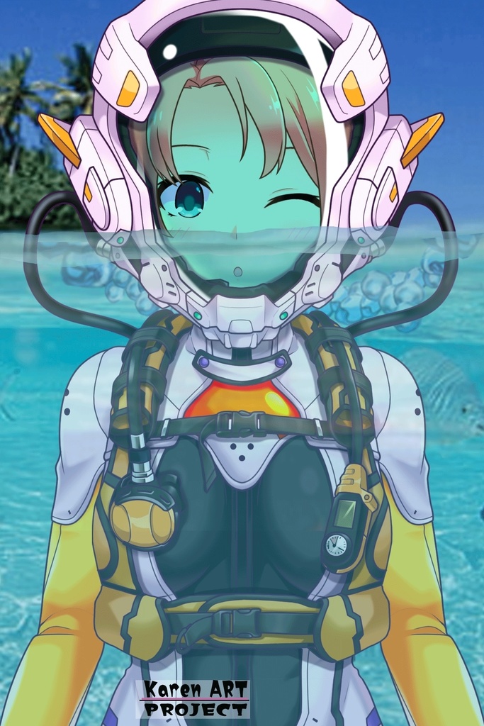 亜美ちゃんとスキューバーダイビング(近未来型装備編)正面アングル Ami enjoying scuba diving(Near-future equipment version Edition)Front Angle