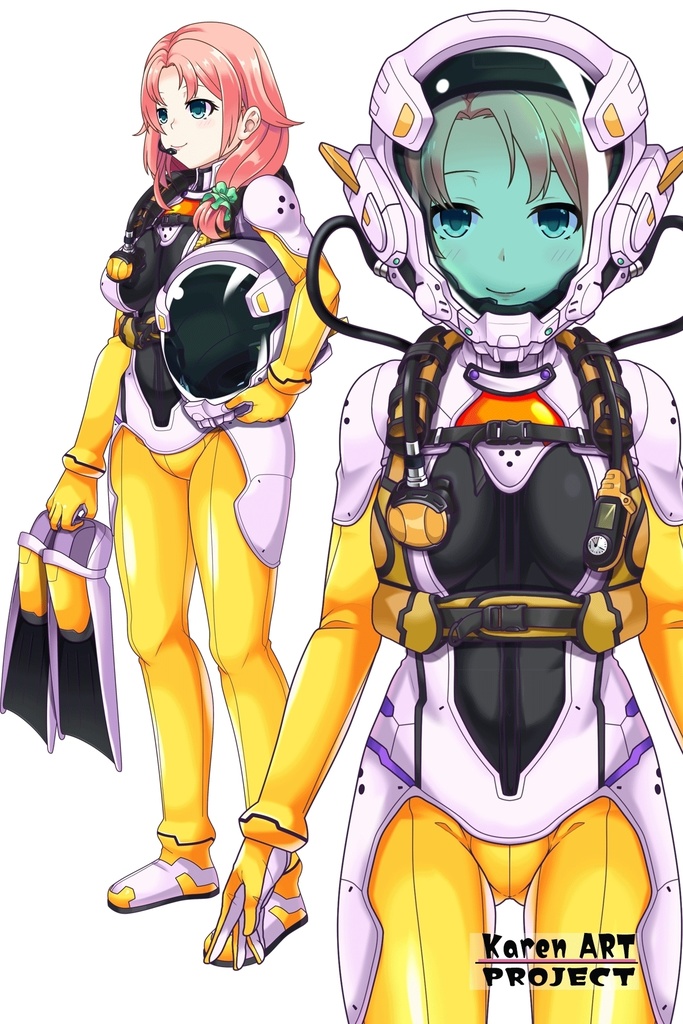 亜美ちゃんとスキューバーダイビング(近未来型装備編)正面アングル Ami enjoying scuba diving(Near-future equipment version Edition)Front Angle