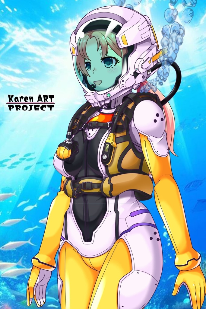 亜美ちゃんとスキューバーダイビング(近未来型装備編)斜め前アングル Ami enjoying scuba diving(Near-future equipment version Edition)Diagonal front angle
