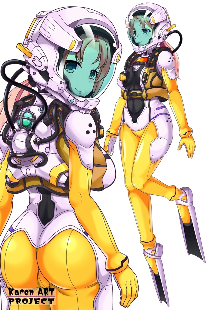 亜美ちゃんとスキューバーダイビング(近未来型装備編)背面アングル Ami enjoying scuba diving(Near-future equipment version Edition)Back Angle