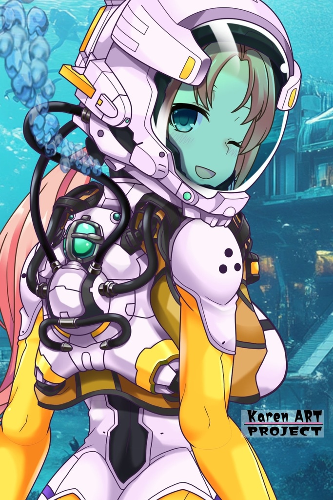 亜美ちゃんとスキューバーダイビング(近未来型装備編)背面アングル Ami enjoying scuba diving(Near-future equipment version Edition)Back Angle