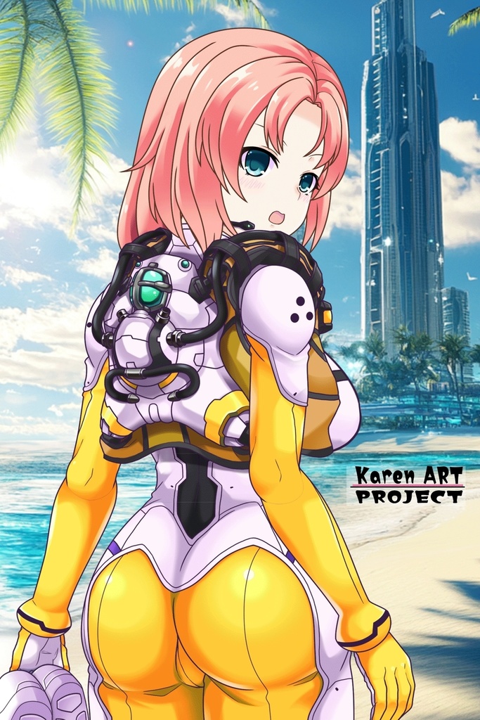 亜美ちゃんとスキューバーダイビング(近未来型装備編)背面アングル Ami enjoying scuba diving(Near-future equipment version Edition)Back Angle