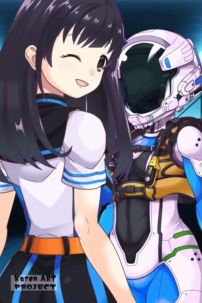 ゆりちゃん+近未来のヘルメット型潜水装備 Part4 【ロングヘア】斜め前アングル Yuri is wearing Helmet-type diving equipment of the near future Part4【Long HairStyle】Diagonal front angle