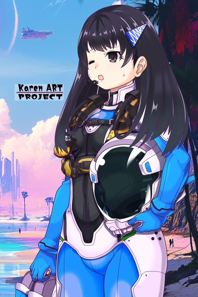 ゆりちゃん+近未来のヘルメット型潜水装備 Part4 【ロングヘア】斜め前アングル Yuri is wearing Helmet-type diving equipment of the near future Part4【Long HairStyle】Diagonal front angle