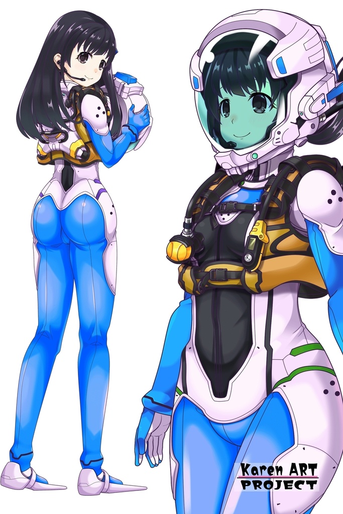 ゆりちゃん+近未来のヘルメット型潜水装備 Part4 【ロングヘア】斜め前アングル Yuri is wearing Helmet-type diving equipment of the near future Part4【Long HairStyle】Diagonal front angle