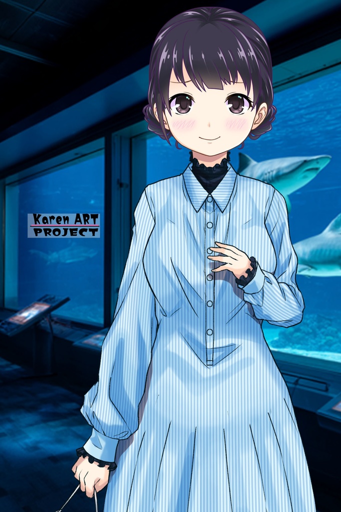 ゆりちゃん+マリンガールのダイビング装備【水族館のスタッフ01】正面アングル Yuri is wearing Aquarium Marine Girl Equipment【Marine Girl01】Front Angle