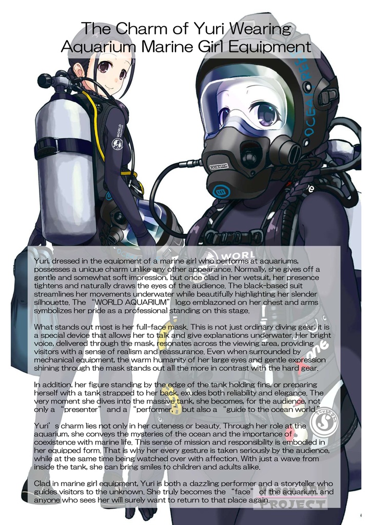 ゆりちゃん+マリンガールのダイビング装備【水族館のスタッフ01】正面アングル Yuri is wearing Aquarium Marine Girl Equipment【Marine Girl01】Front Angle