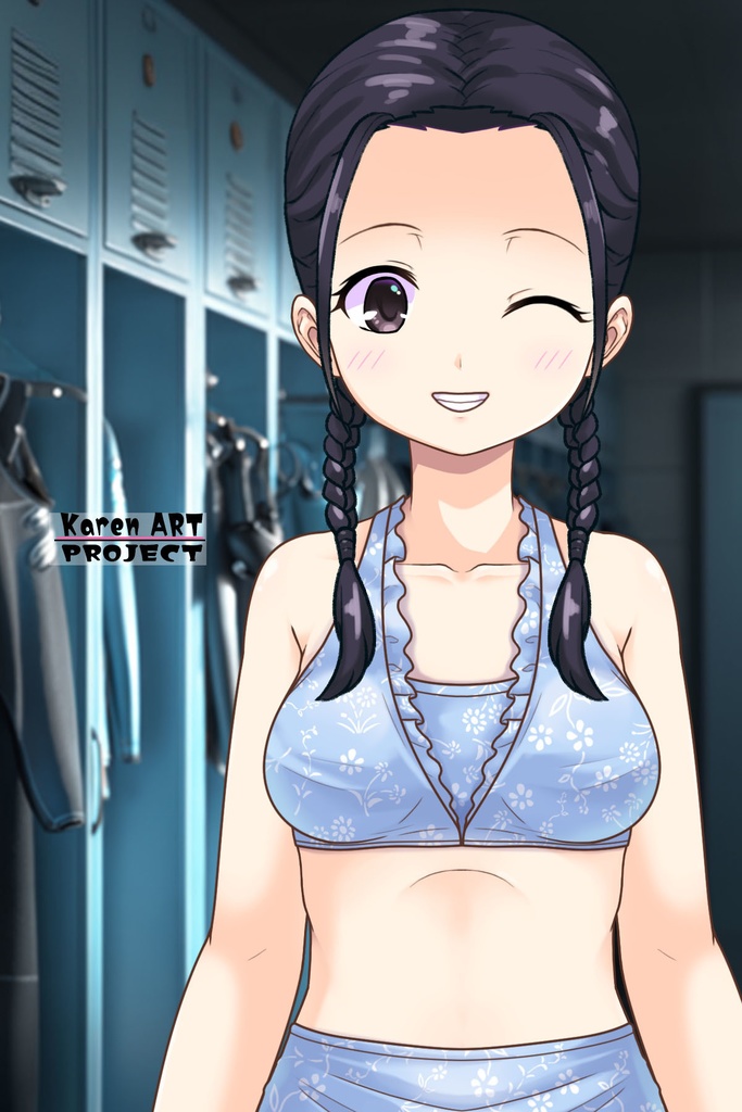 ゆりちゃん+マリンガールのダイビング装備【水族館のスタッフ01】正面アングル Yuri is wearing Aquarium Marine Girl Equipment【Marine Girl01】Front Angle