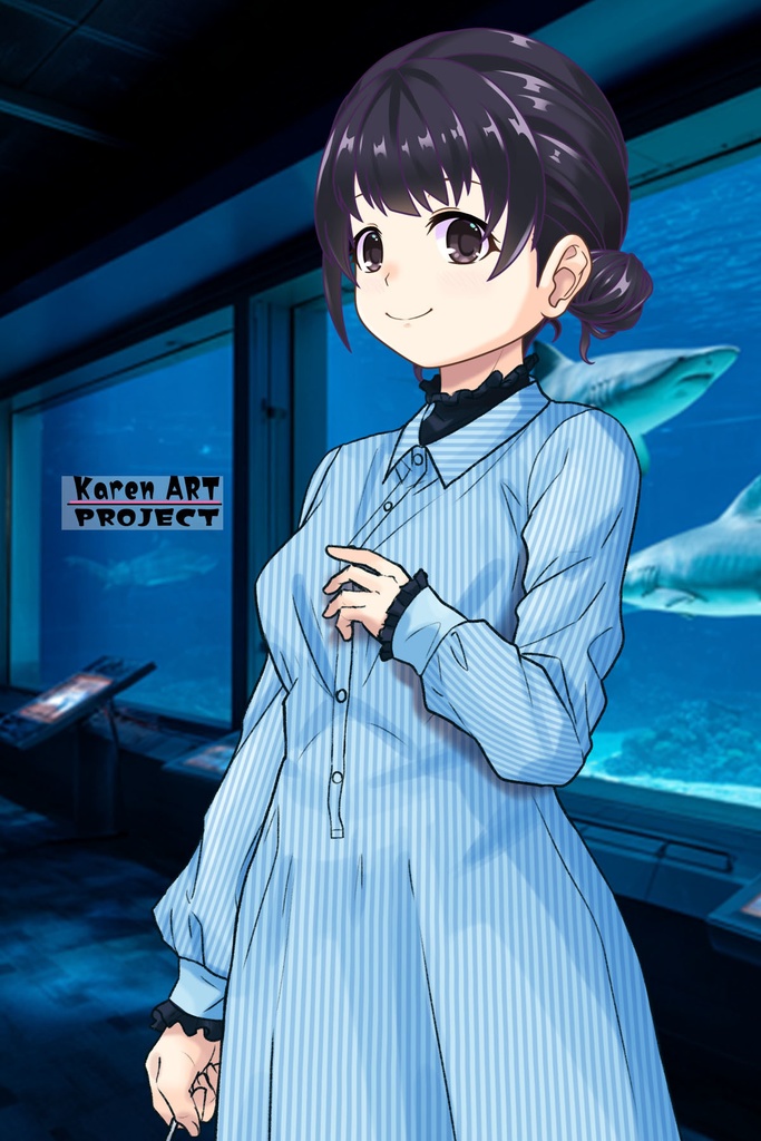 ゆりちゃん+マリンガールのダイビング装備【水族館のスタッフ02】斜め前アングル Yuri is wearing Aquarium Marine Girl Equipment【Marine Girl02】Diagonal front angle