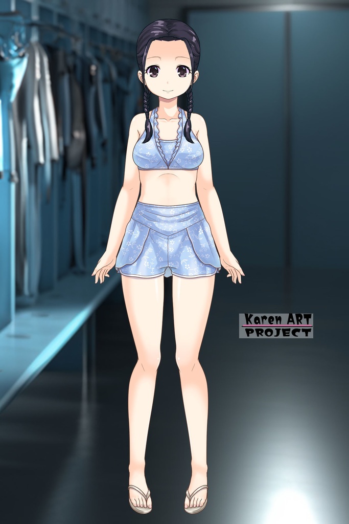 ゆりちゃん+マリンガールのダイビング装備【水族館のスタッフ02】斜め前アングル Yuri is wearing Aquarium Marine Girl Equipment【Marine Girl02】Diagonal front angle