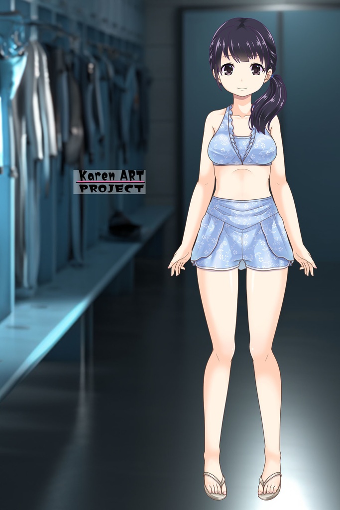 ゆりちゃん+マリンガールのダイビング装備 Blue Version【水族館のスタッフ04】正面アングル Yuri is wearing Aquarium Marine Girl Equipment Blue Version【Marine Girl04】Front Angle