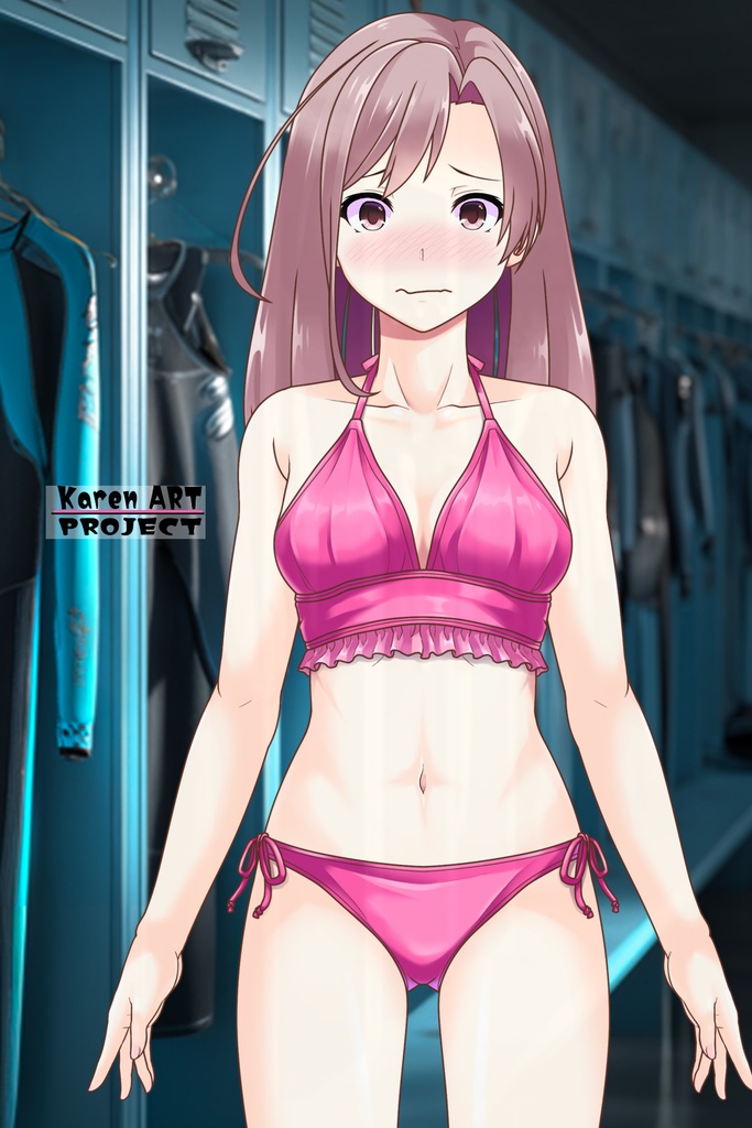 カレンちゃん+マリンガールのダイビング装備 Pink Version【水族館のスタッフ01】正面アングル Karen is wearing Aquarium Marine Girl Equipment Pink Version【Marine Girl01】Front Angle