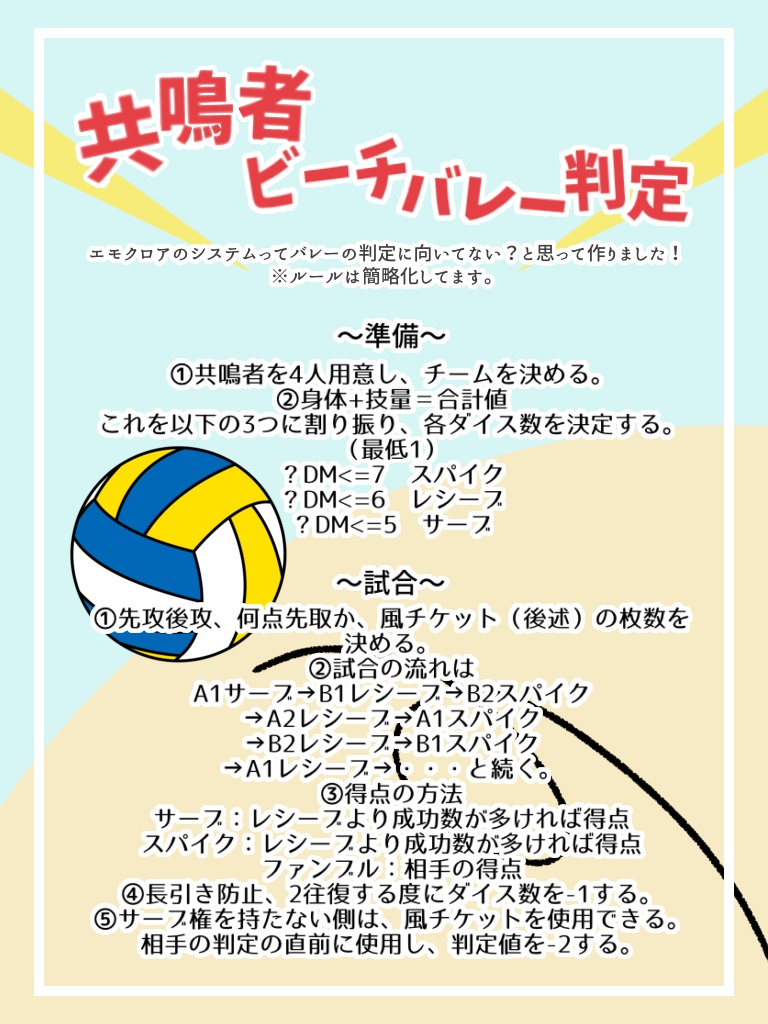 【ダイスゲーム】共鳴者ビーチバレー判定