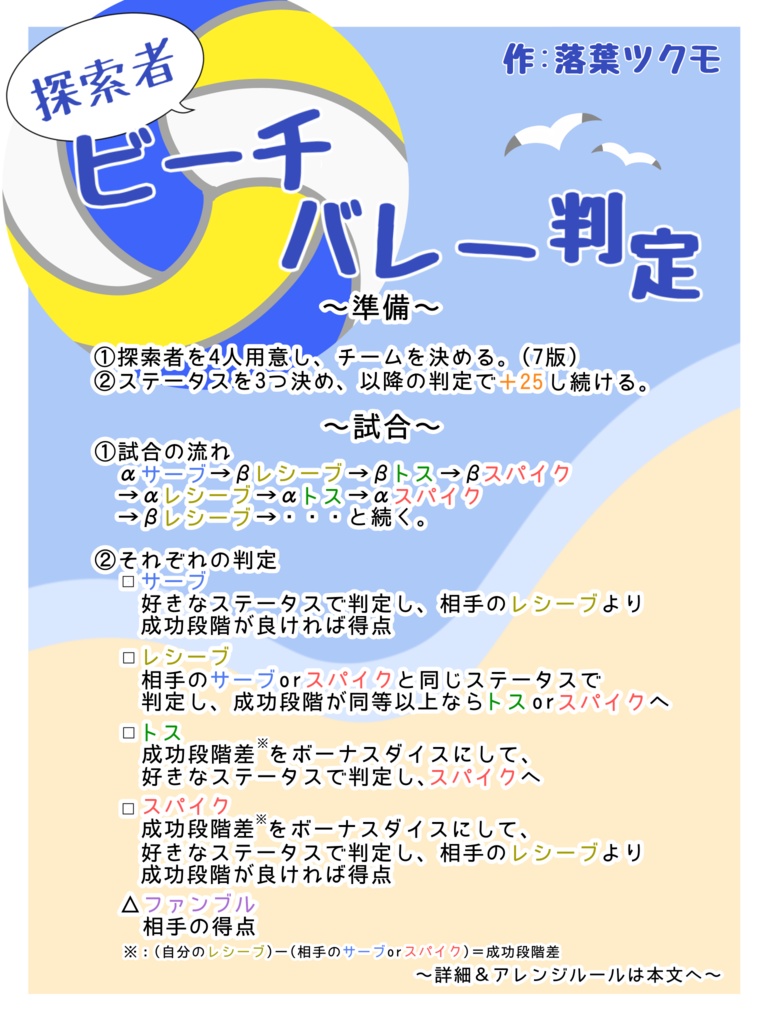 【ダイスゲーム】探索者ビーチバレー判定