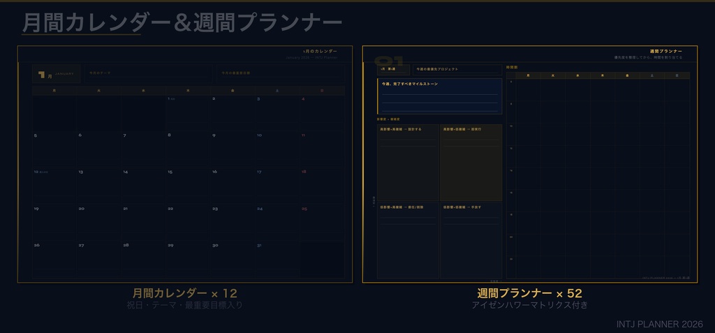 INTJタイプ デジタル手帳 2026|GoodNotes対応 パーソナリティタイプ別プランナー