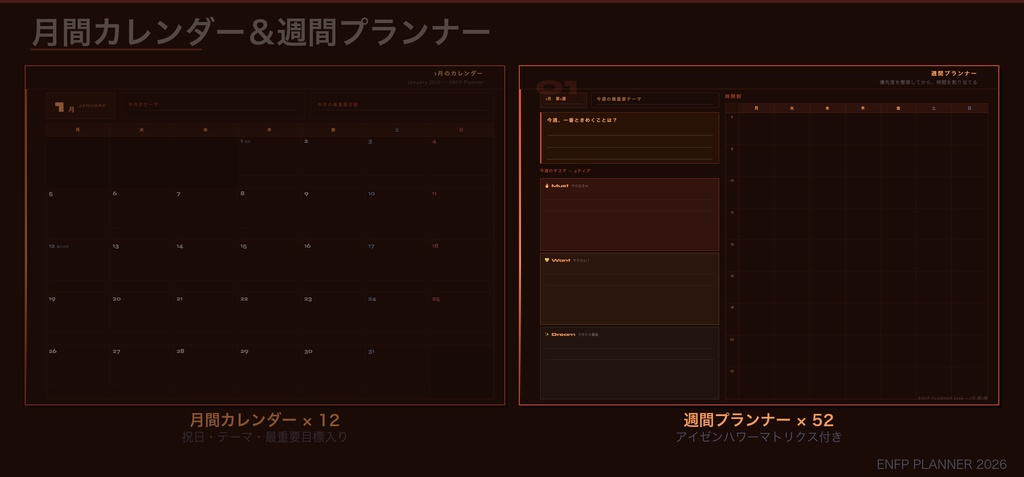 ENFPタイプ デジタル手帳 2026|GoodNotes対応 パーソナリティタイプ別プランナー