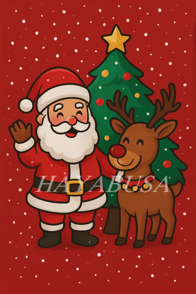 クリスマスデザイン5枚セット｜サンタ＆トナカイのかわいいイラスト集