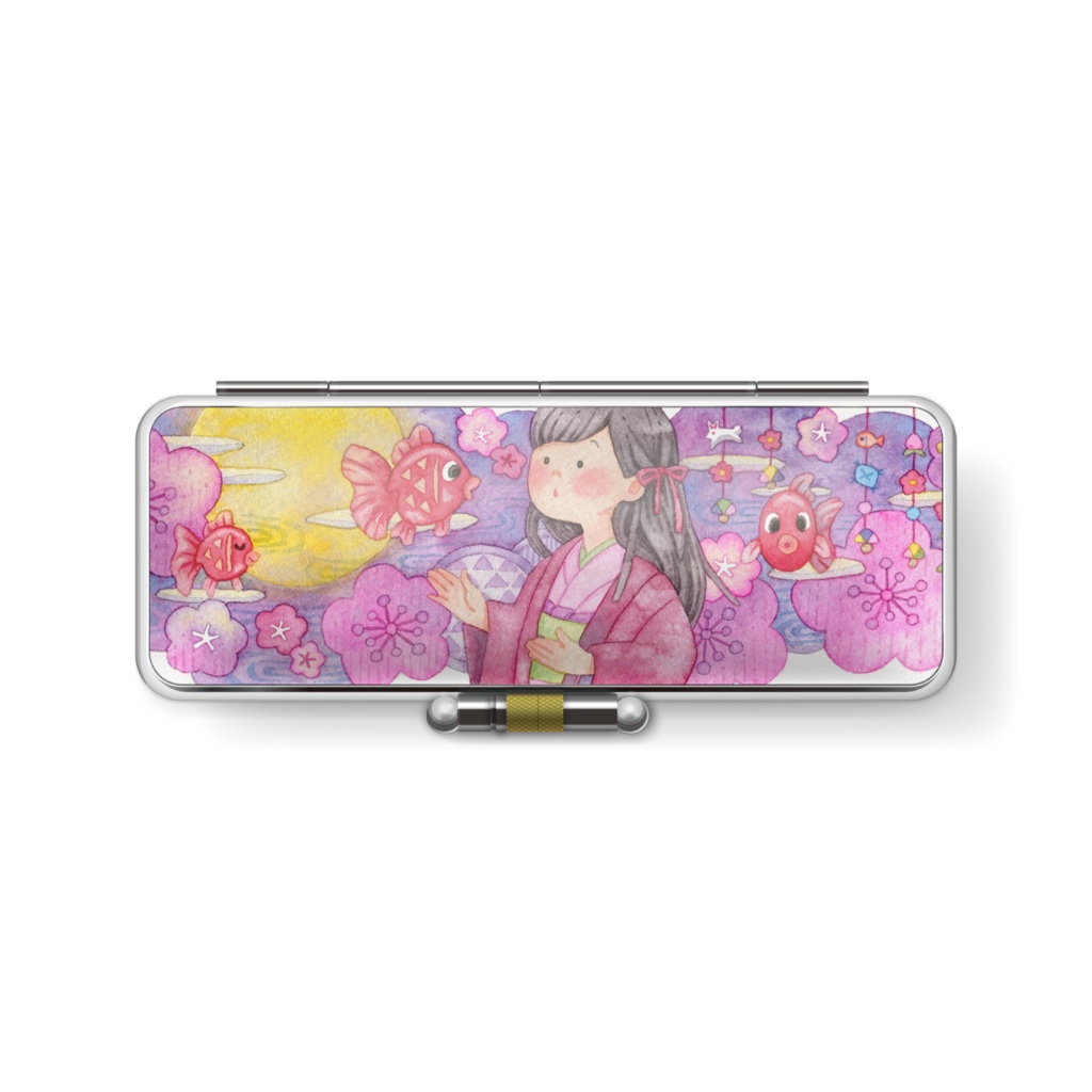 月夜の金魚と女の子