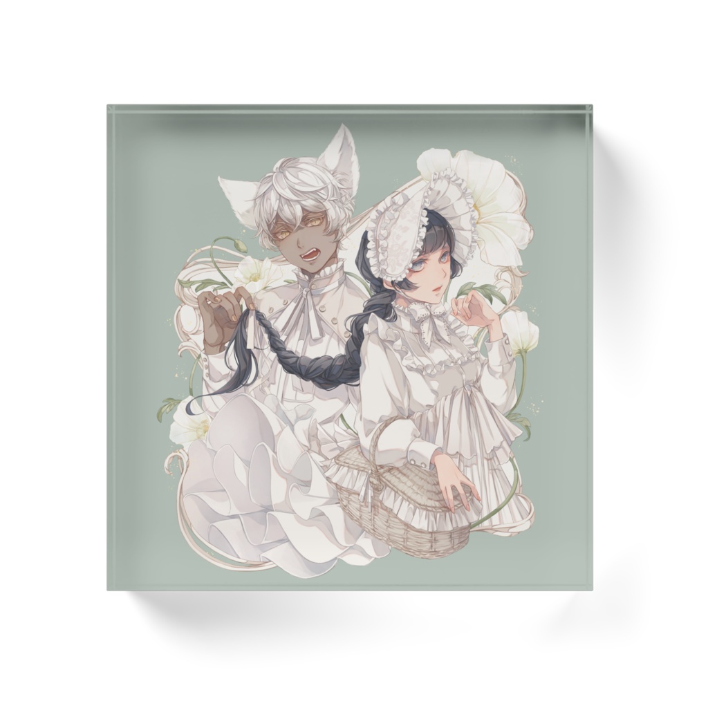 『白ずきんちゃんとオオカミさん』アクリルブロック(2色展開)