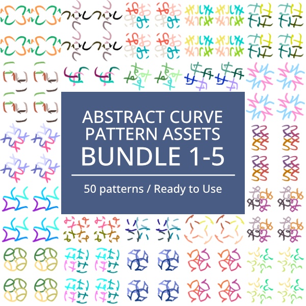 抽象曲線パターン素材集Vol.1〜5 Abstract Curve Pattern Assets Bundle