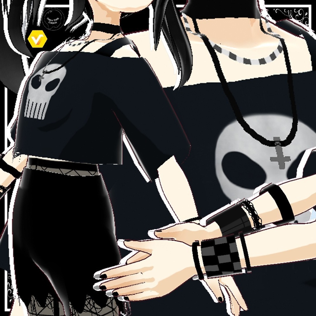 2D Goth Girl --- VRoid model Vtuber model 3D model