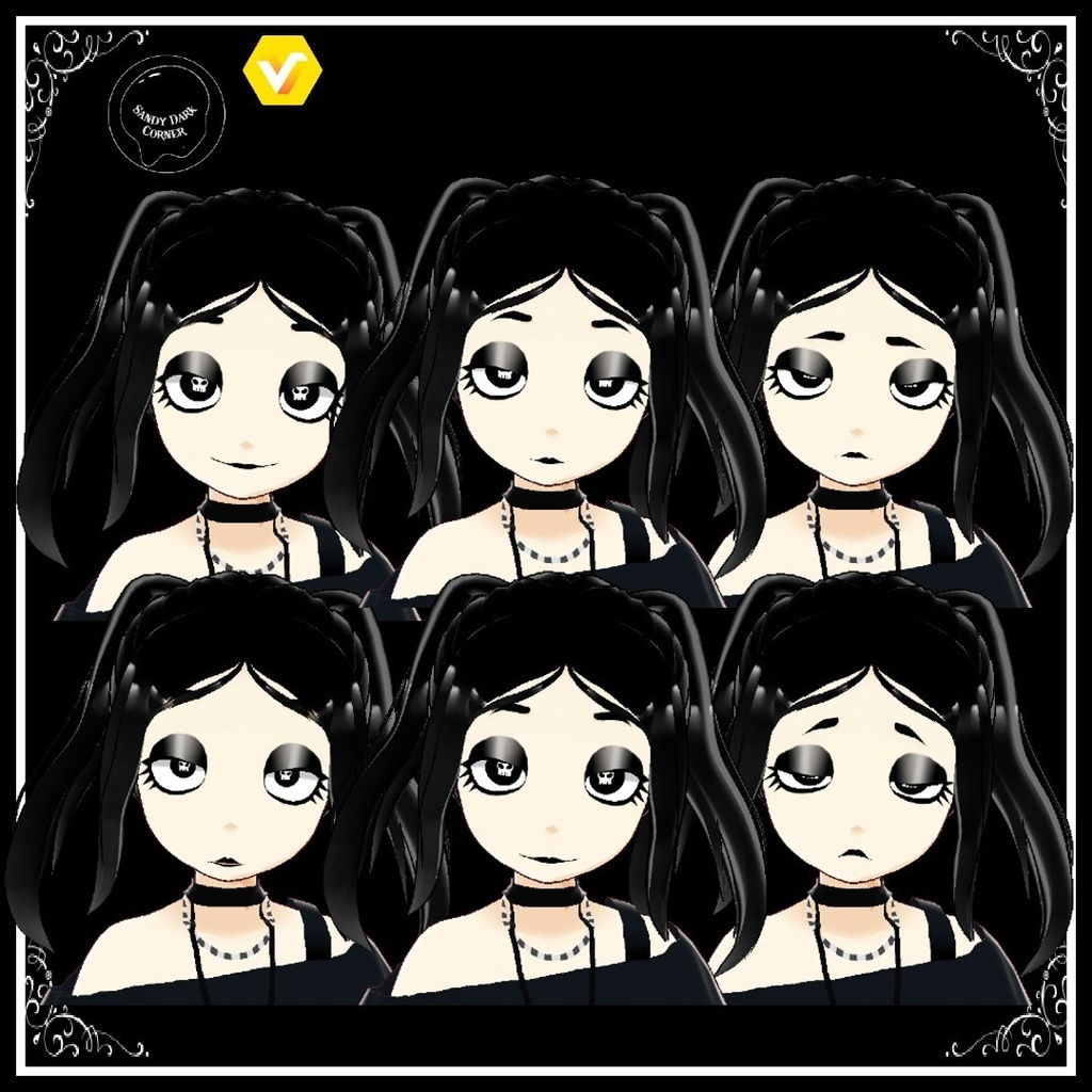 2D Goth Girl --- VRoid model Vtuber model 3D model