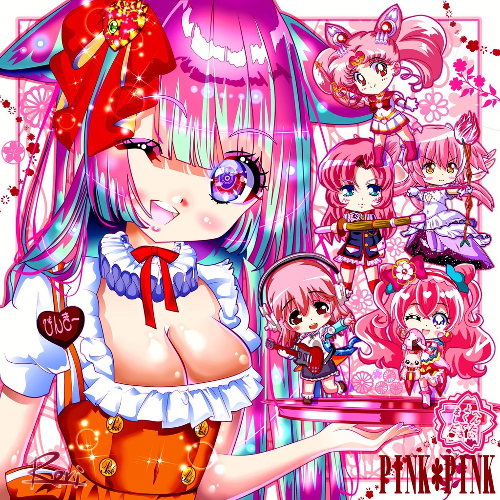 「PINK✤PINK✤PINK」ステッカー・160 x 160(mm)