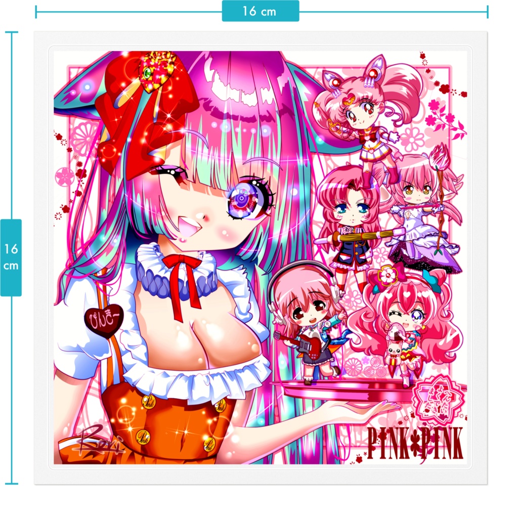 「PINK✤PINK✤PINK」ステッカー・160 x 160(mm)