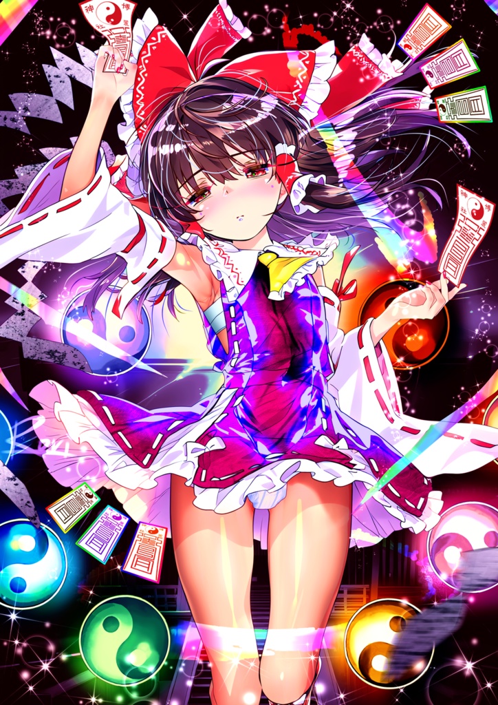 【博麗霊夢】「東方にじ色天則」 〜 超弩級ムーニーの謎を追え - タペストリー・B2縦【オマケ付き:画像データ集】