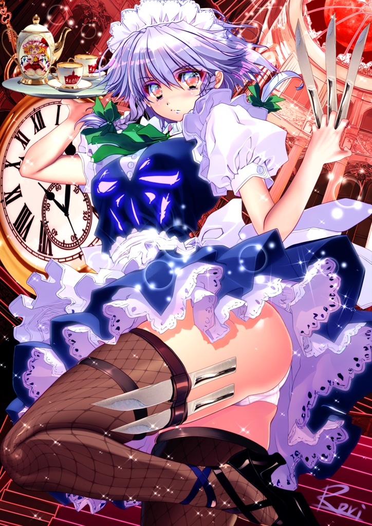 【十六夜咲夜】「東方銀色天則」 〜 超弩級今まで食ったパンの枚数の謎を追え - タペストリー・B2縦【オマケ付き:画像データ集】